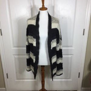 House of Harlow 1960 OS fuzzy striped Cardigan